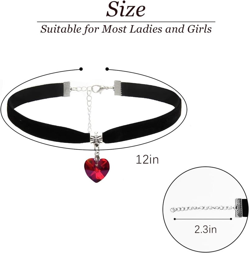 ISCASSE Black Choker Necklaces for Woman Love Heart Choker Necklace Adjustable Velvet Choker Soft Collar Chain Red Heart Necklace Halloween Cosplay Party - Image 4